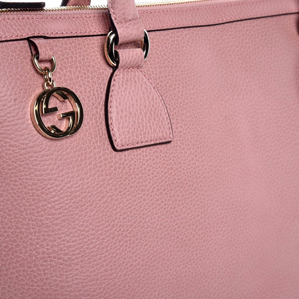 Gucci Gucci Dollar Calfskin Interlocking GG Charm Convertible Satchel Tote Soft Pink - Image 6