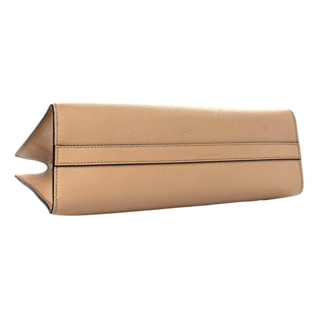 Prada Prada Saffiano Sabbia Sand Beige Lux Logo Embossed Medium Shoulder Tote Handbag - Image 6