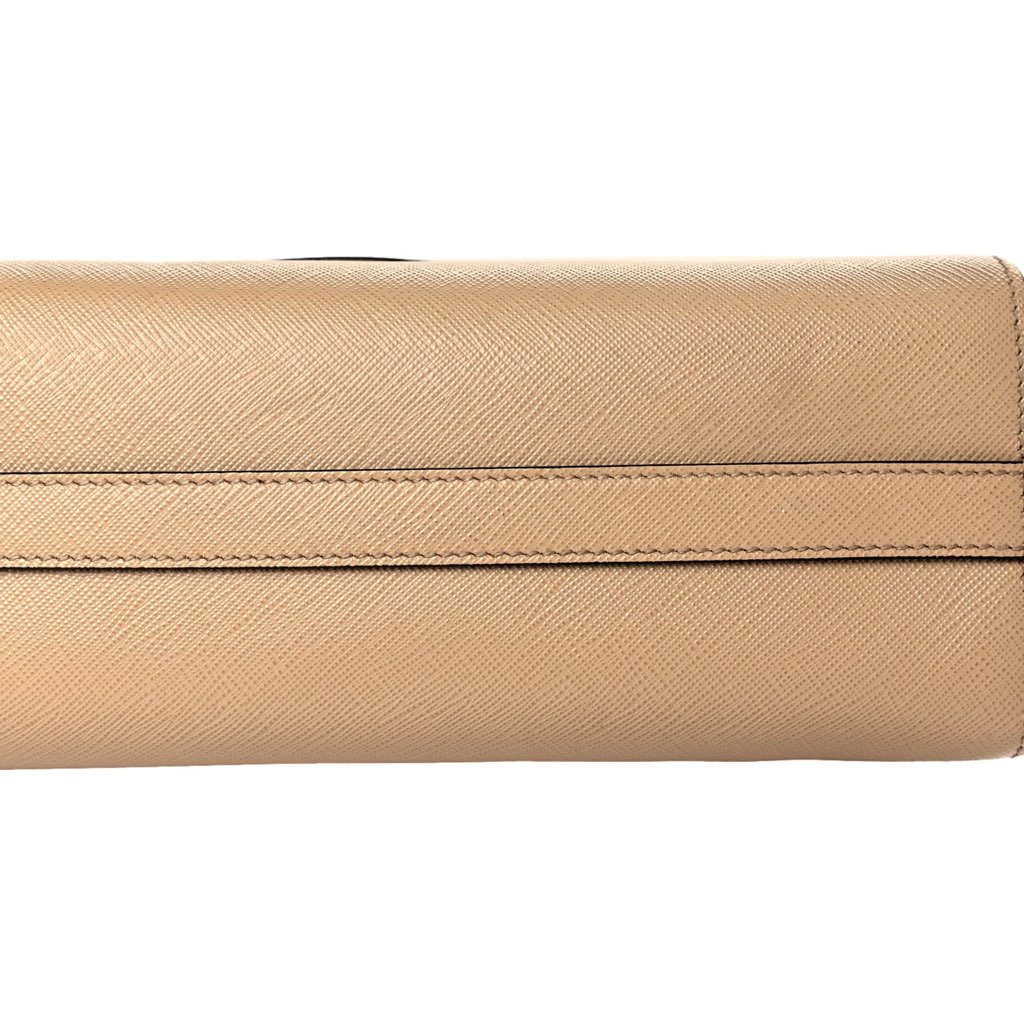 Prada Prada Saffiano Sabbia Sand Beige Lux Logo Embossed Medium Shoulder Tote Handbag - Detail 1
