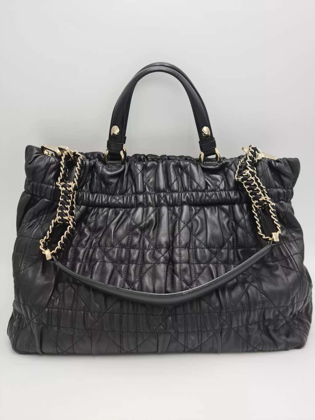 Christian Dior Quilted Cannage Leather Tote - Side view