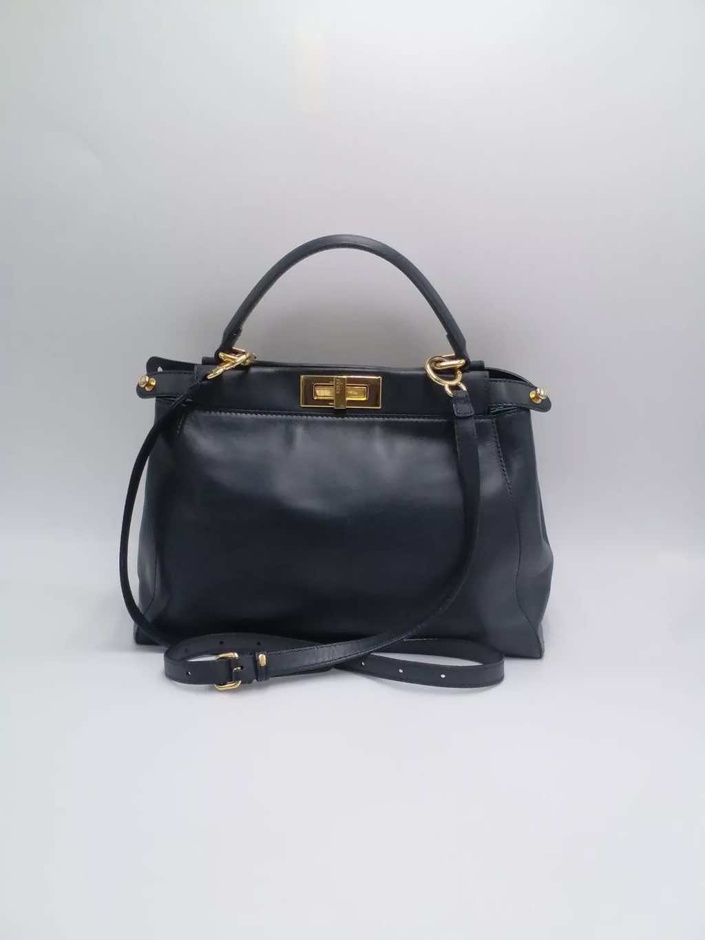 Fendi Leather Small Peekaboo Bag - Image 6
