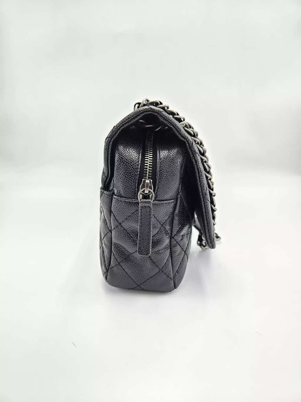 Chanel Quilted Caviar Flap Bag - Side view