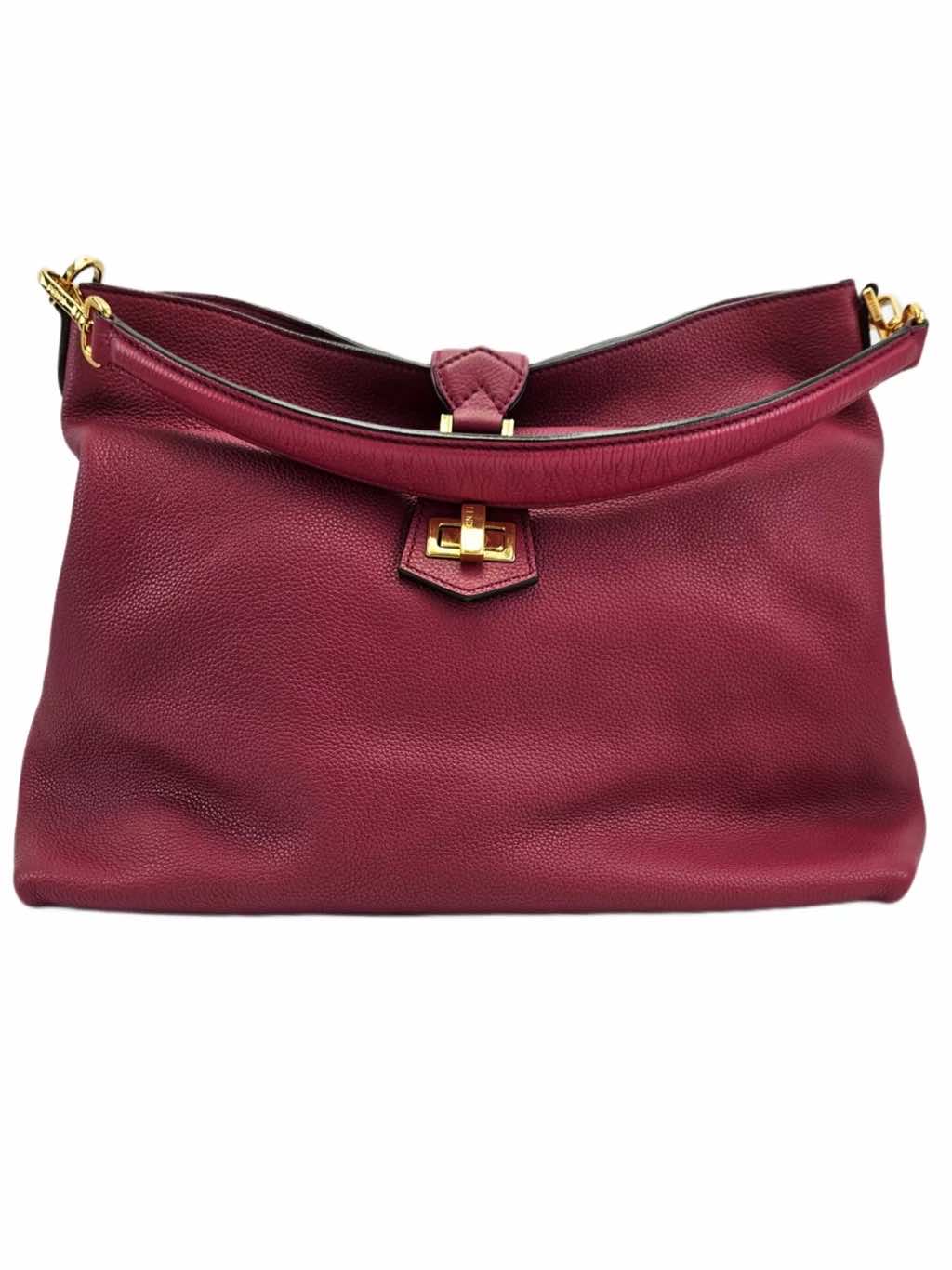 Fendi Clasp Top Leather Hobo