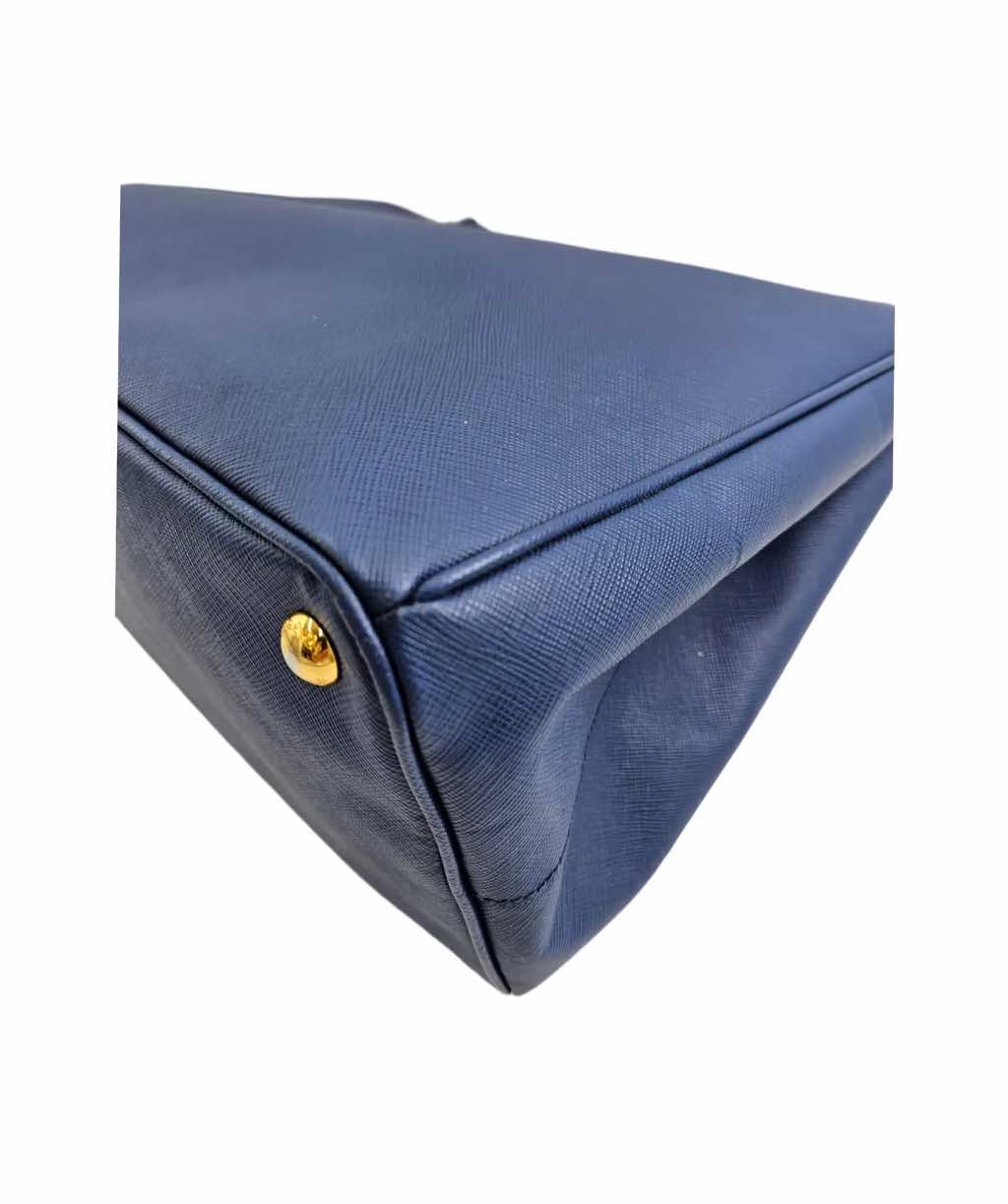 Prada Navy Blue Saffiano Tote - Side view