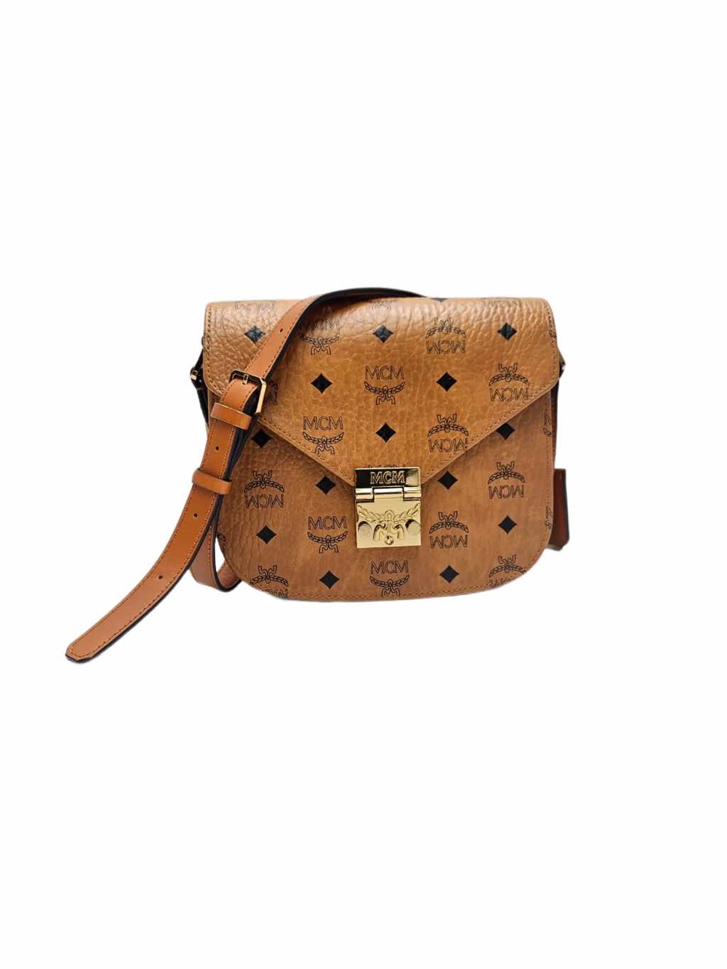Mcm Cognac Canvas Crossbody Bag