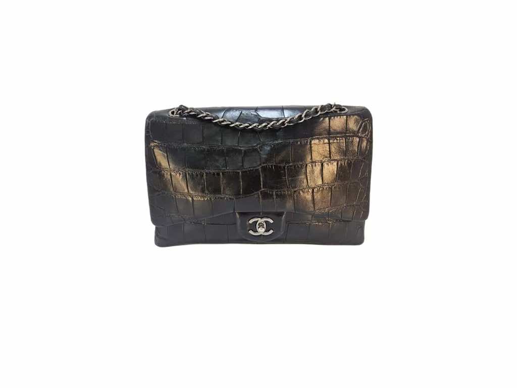 Chanel Maxi Black Crocodile Flap