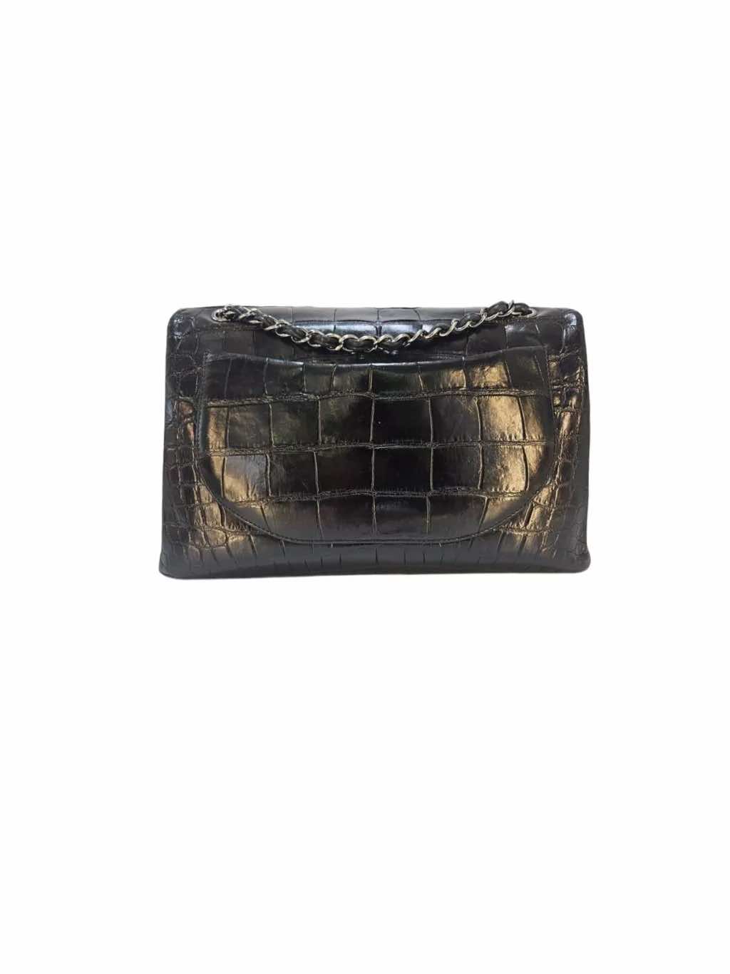 Chanel Maxi Black Crocodile Flap - Side view
