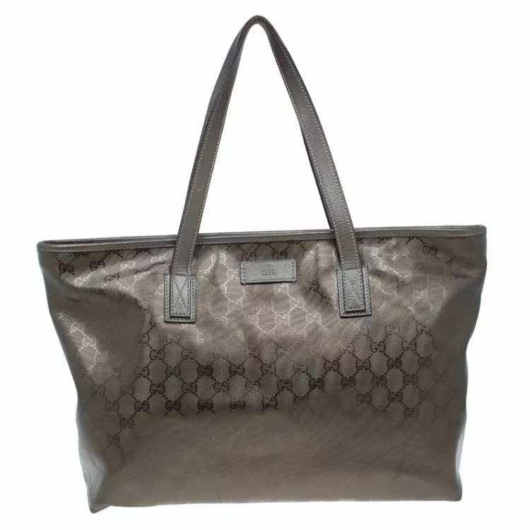 Gucci Gunmetal Canvas Imprime Tote