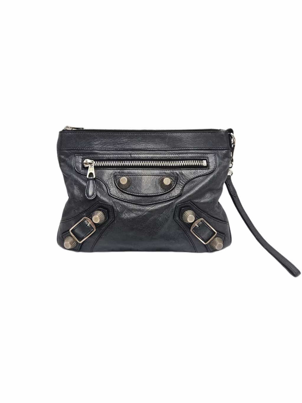 Balenciaga Black Leather GSH Clutch