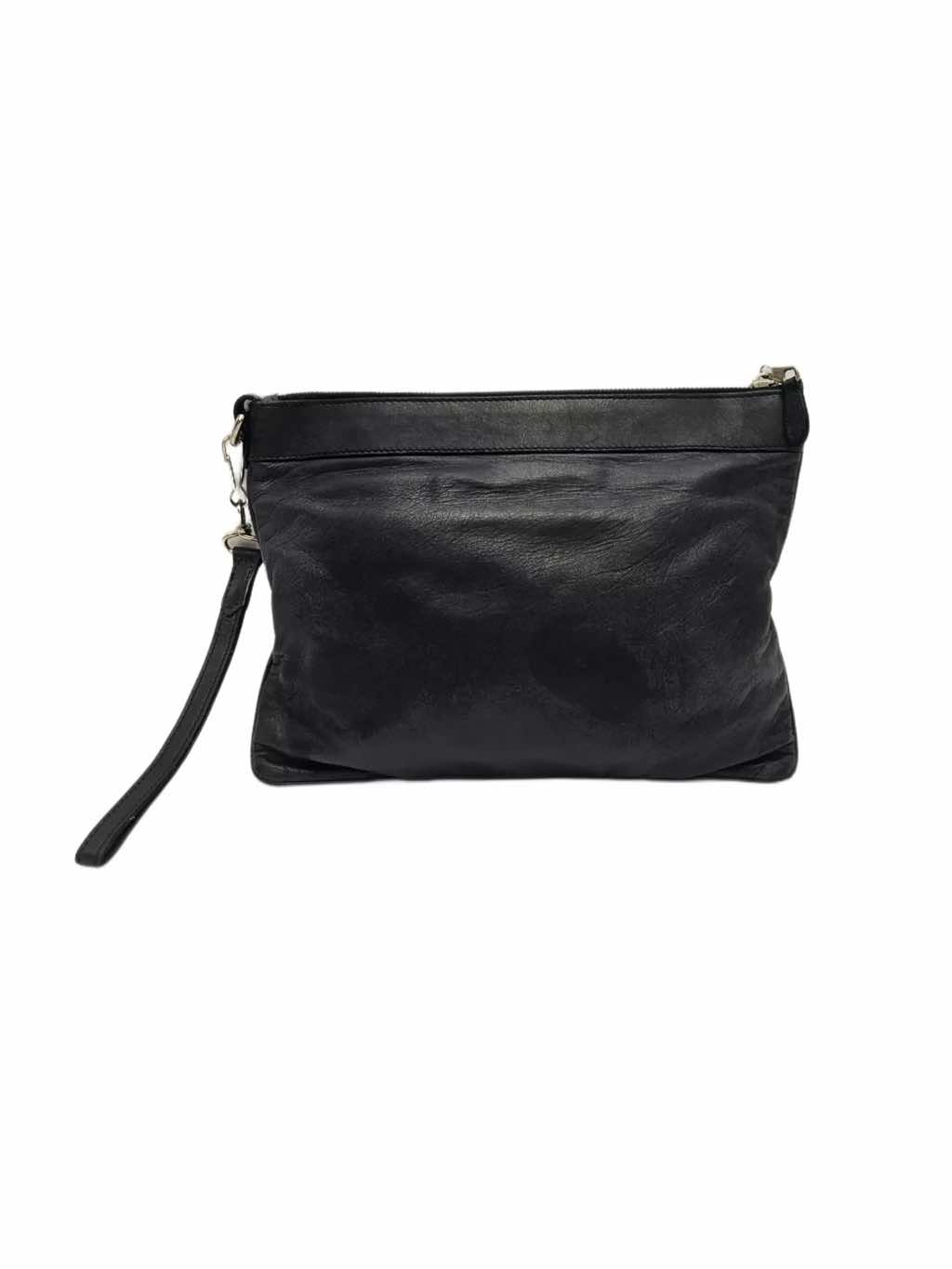 Balenciaga Black Leather GSH Clutch - Side view