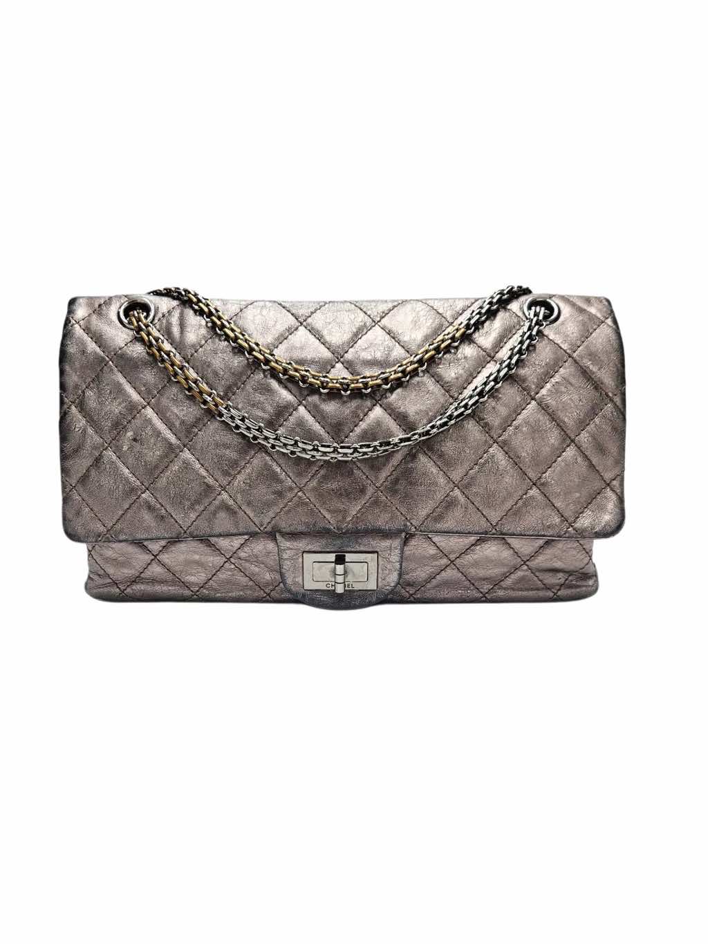 Chanel Grey Quilted Leather Flap