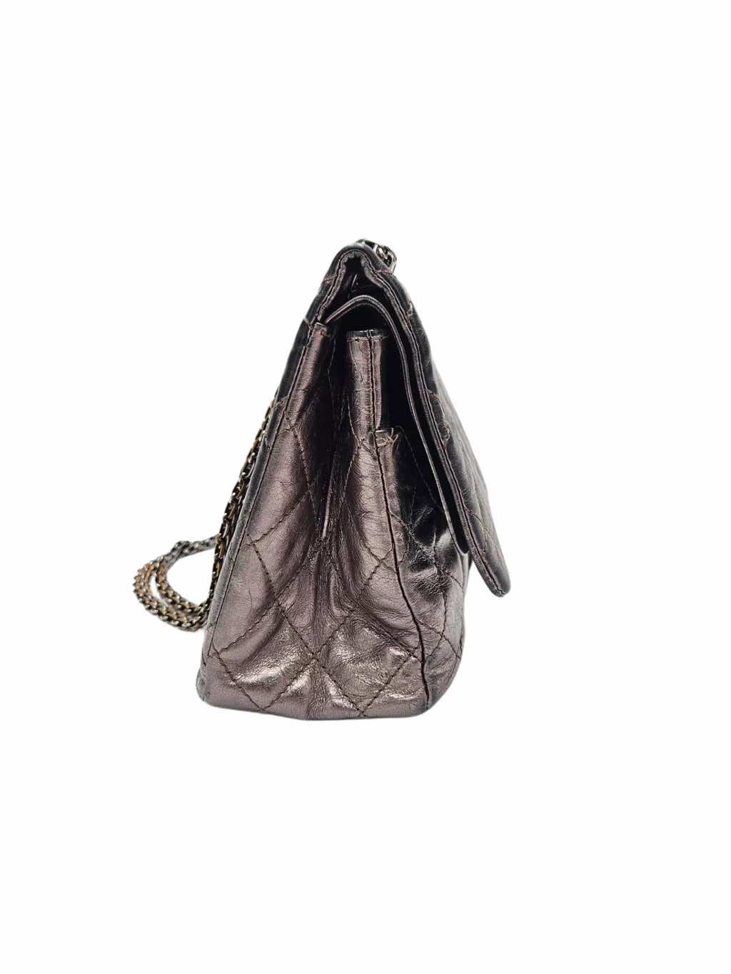 Chanel Grey Quilted Leather Flap - Side view