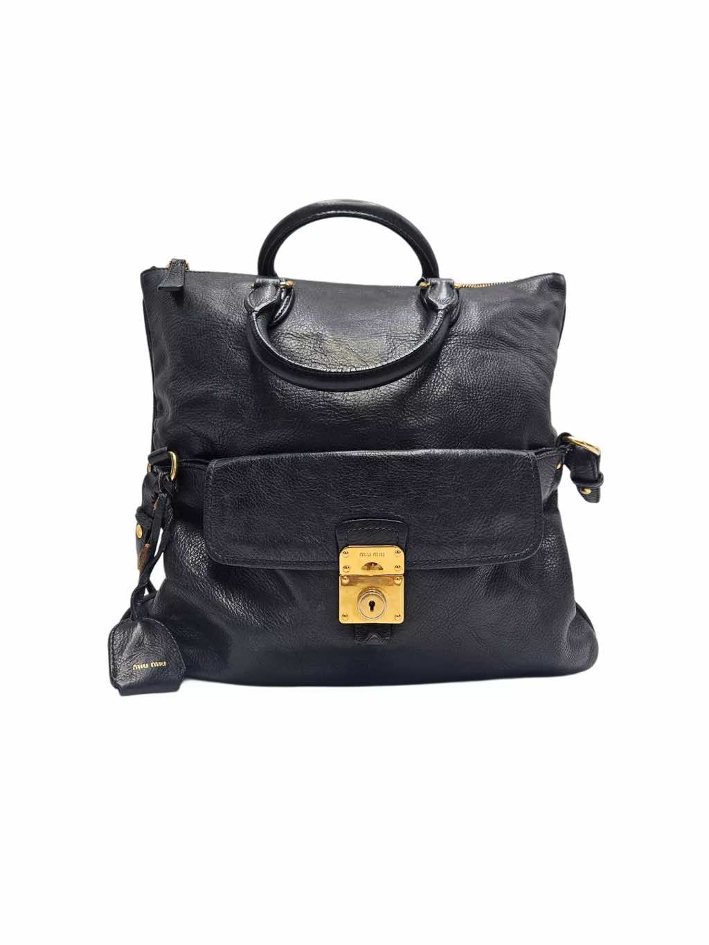 Miu Miu Leather Two-Way Bag Black