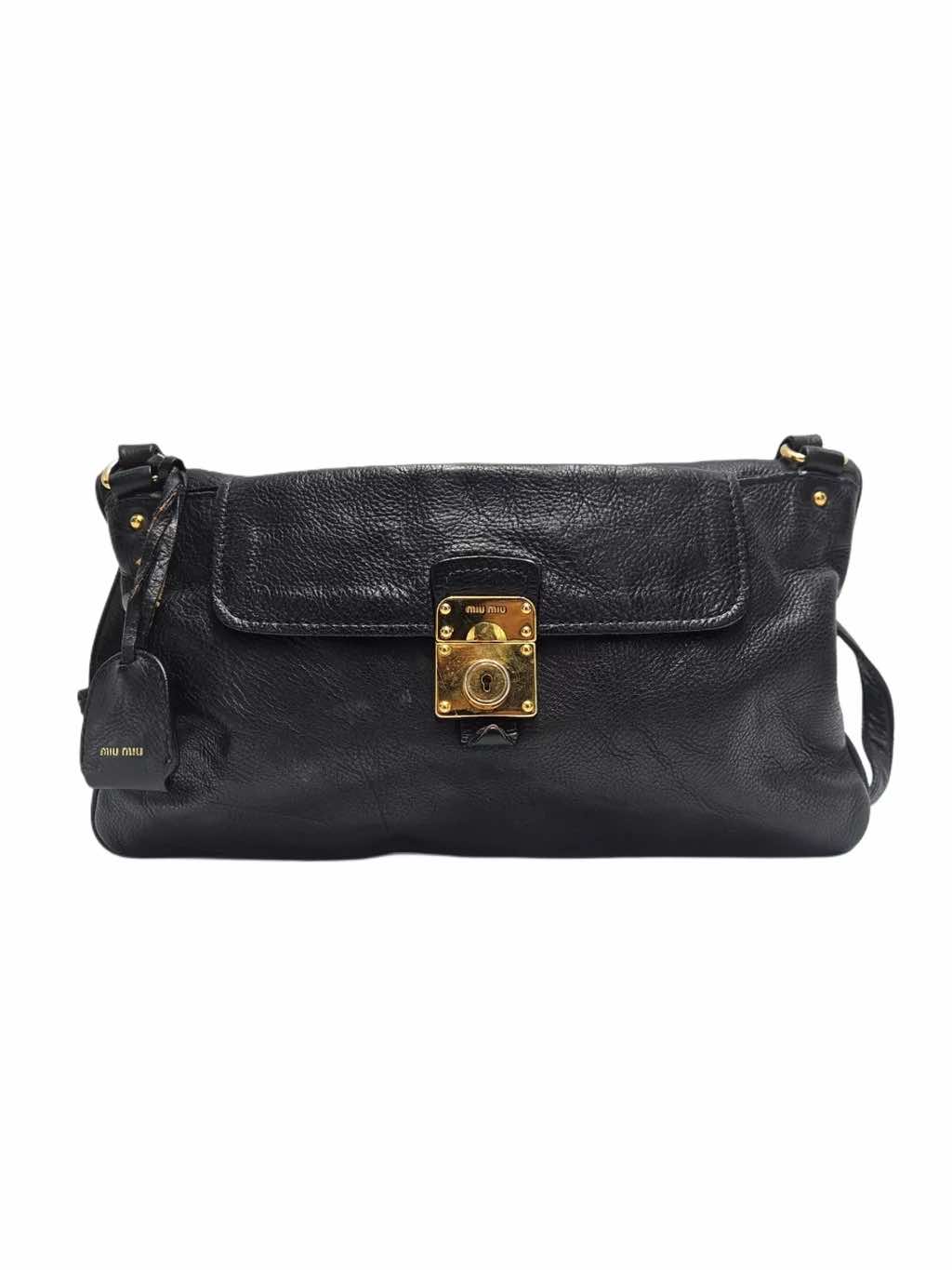 Miu Miu Leather Two-Way Bag Black - Side view