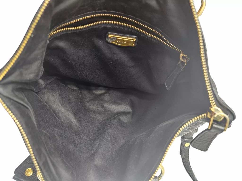 Miu Miu Leather Two-Way Bag Black - Detail 1