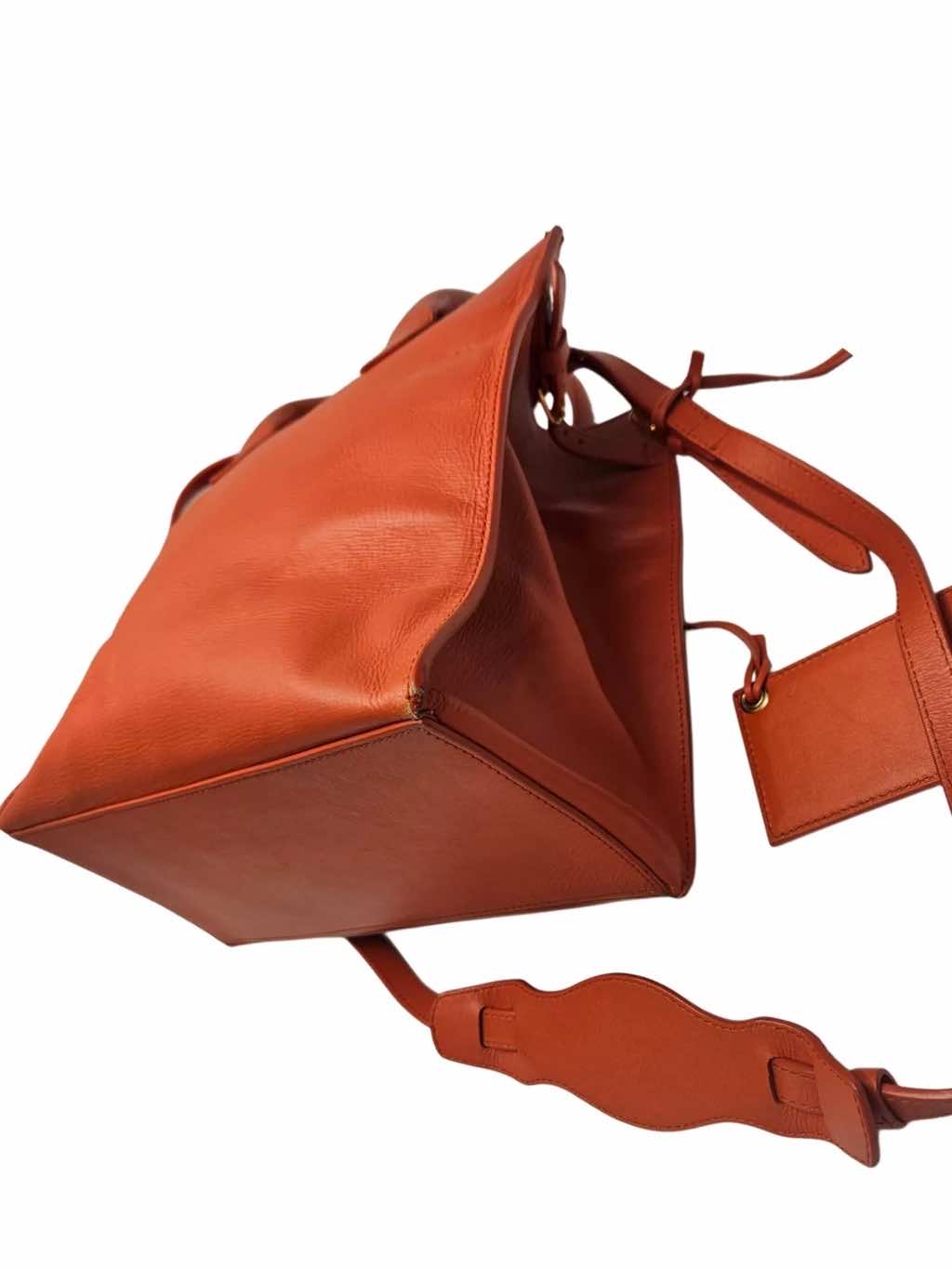 Balenciaga Tangerine Leather Padlock Tote - Back view