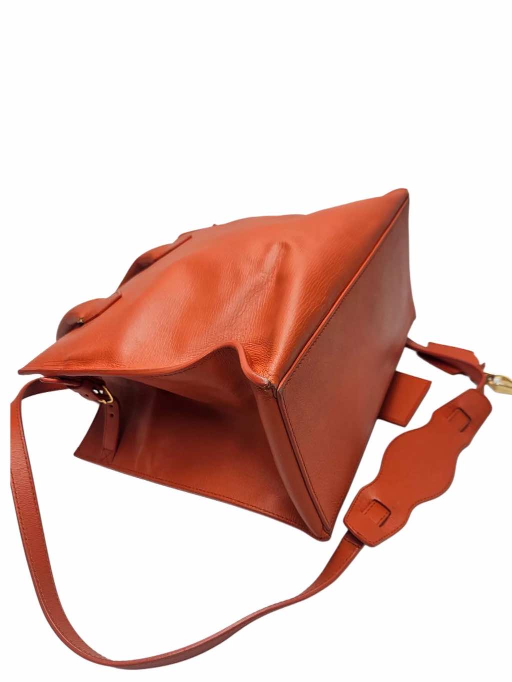 Balenciaga Tangerine Leather Padlock Tote - Side view