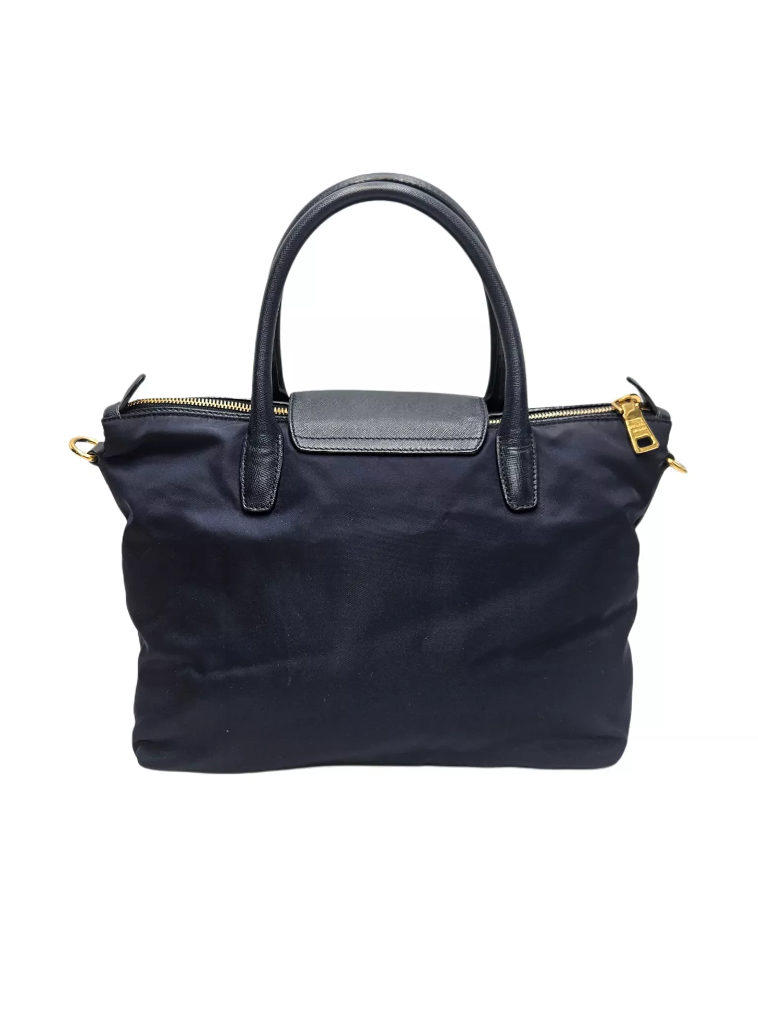 Prada Navy Blue Nylon Tote - Side view