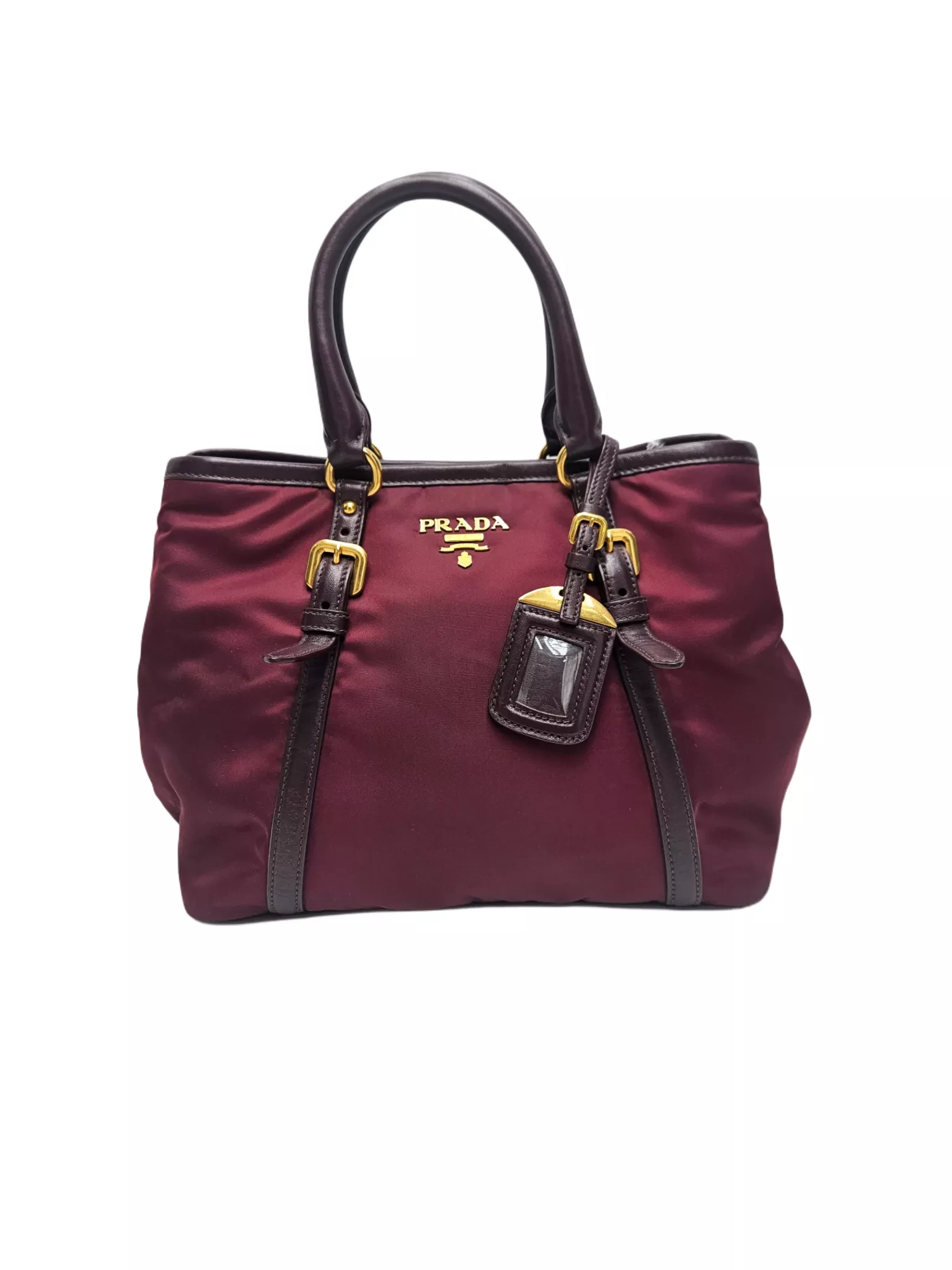 Prada Nylon Calf Tote Granato