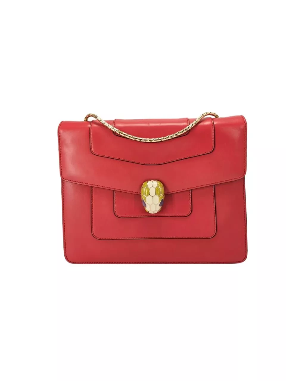 Bvlgari Red Leather Serpenti Bag