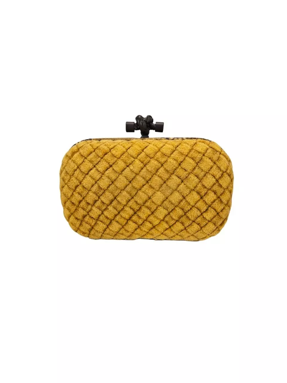 Bottega Veneta Yellow Knot Velvet Clutch