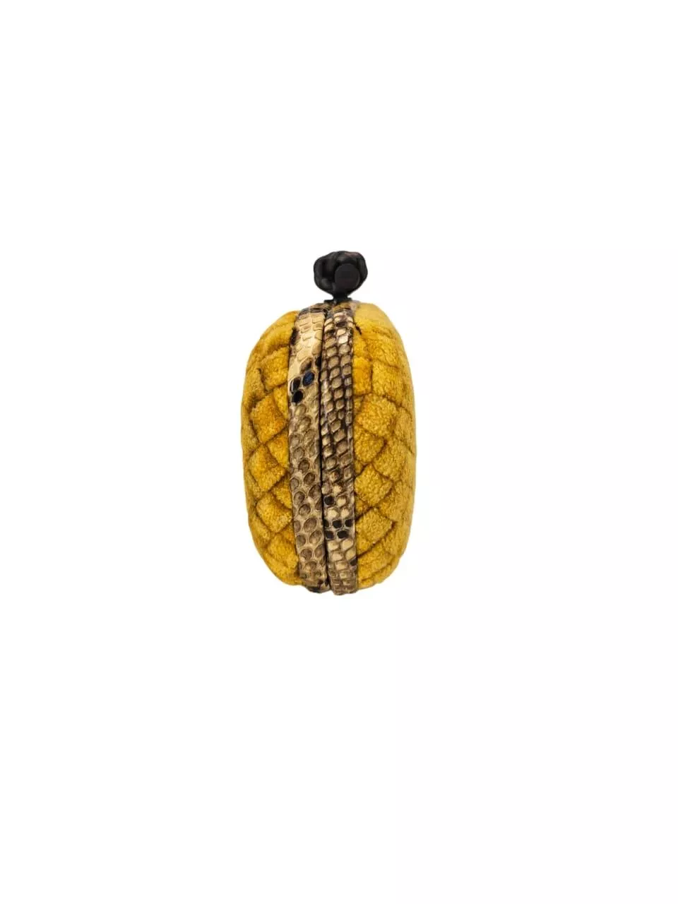 Bottega Veneta Yellow Knot Velvet Clutch - 4