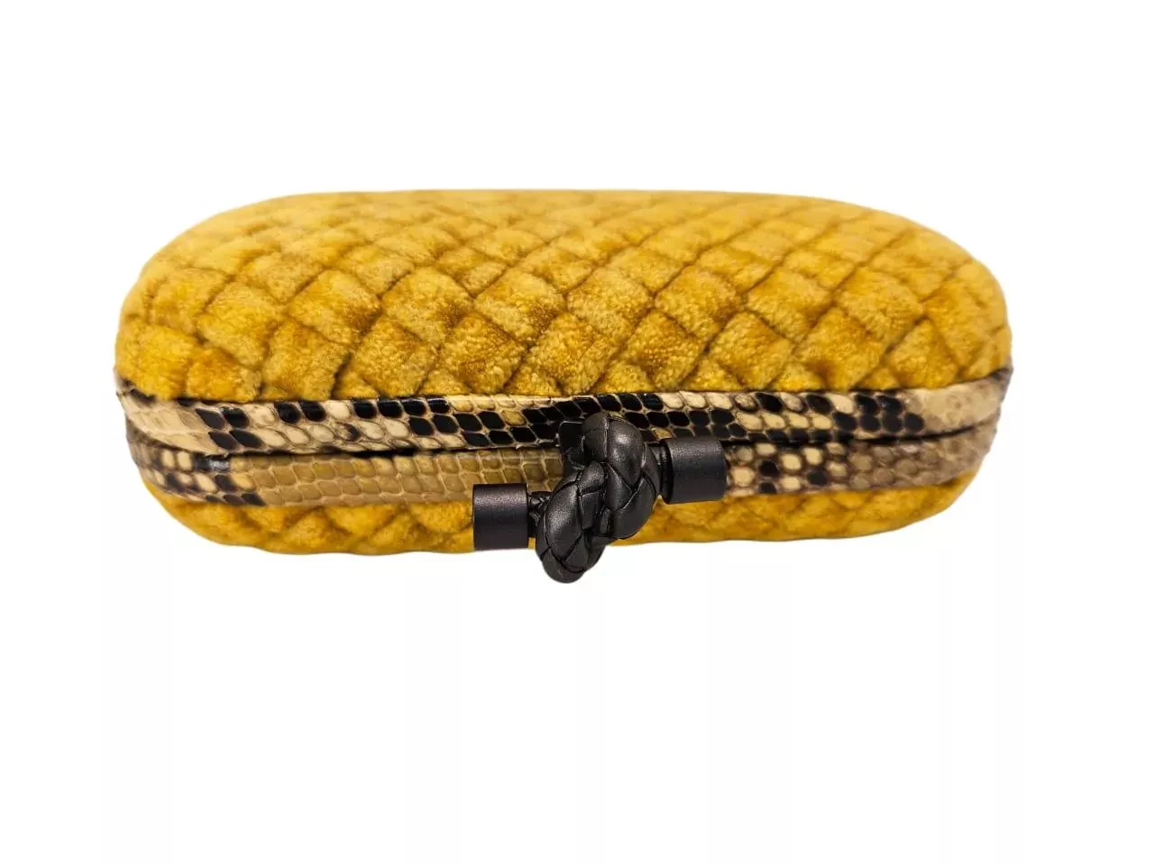 Bottega Veneta Yellow Knot Velvet Clutch - Image 10