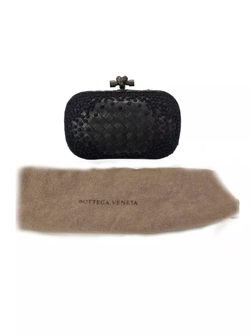 Bottega Veneta Black Knot Intrecciato Clutch - Back view