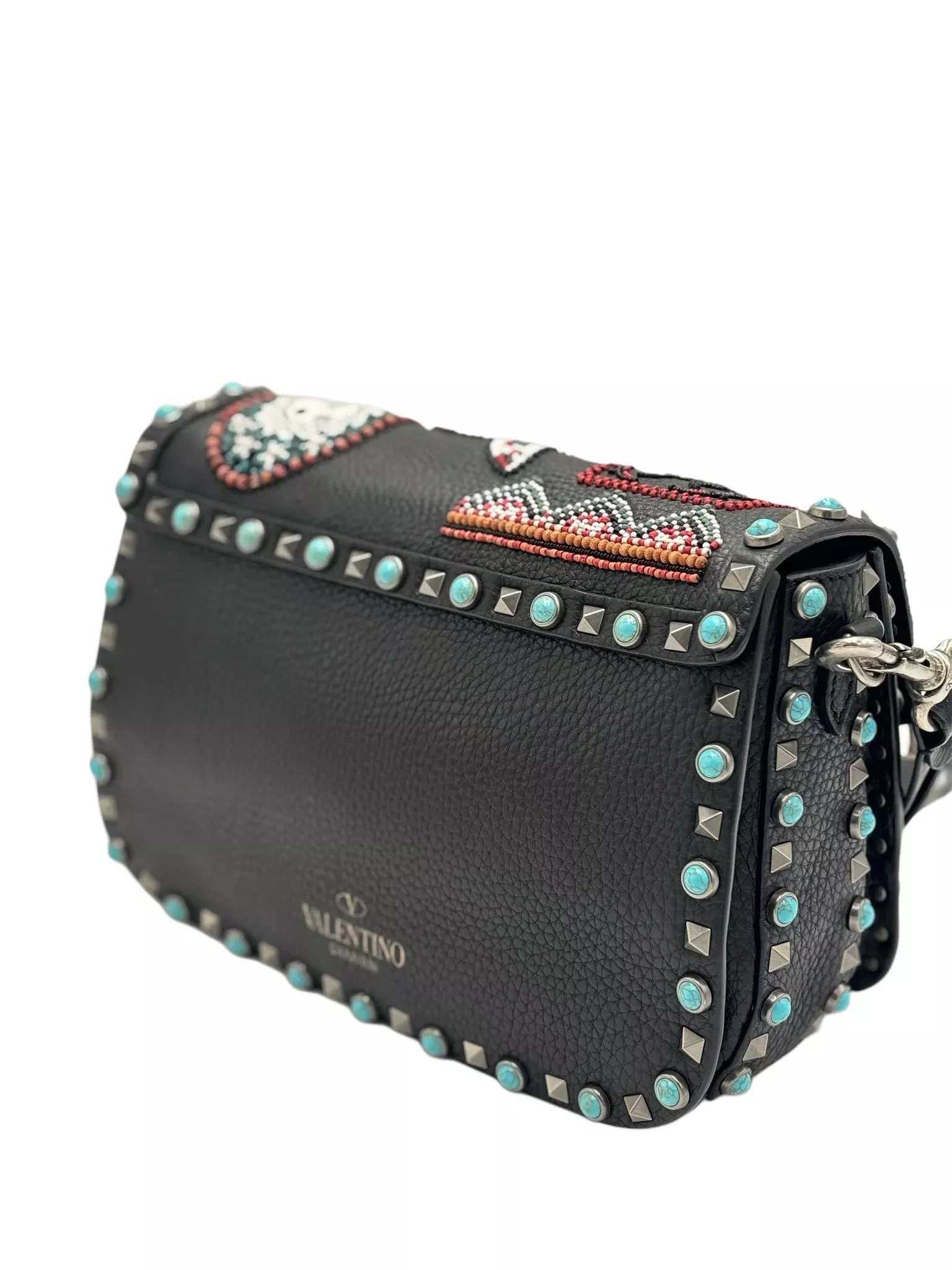 Valentino Calfskin Beaded Shoulder Bag - Back view