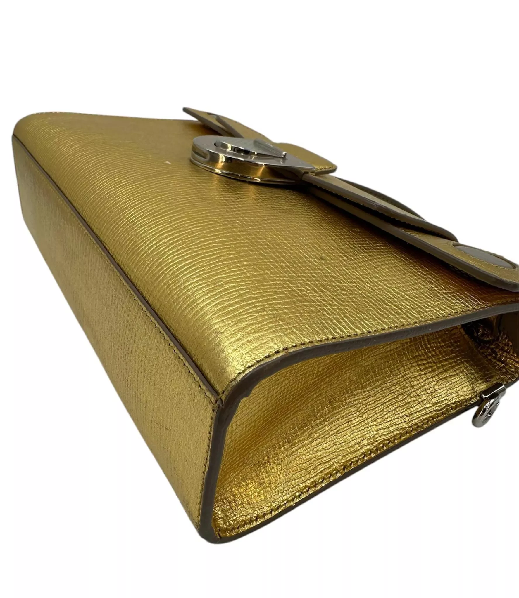 Christian Dior Gold Leather Diorever Clutch - Image 11