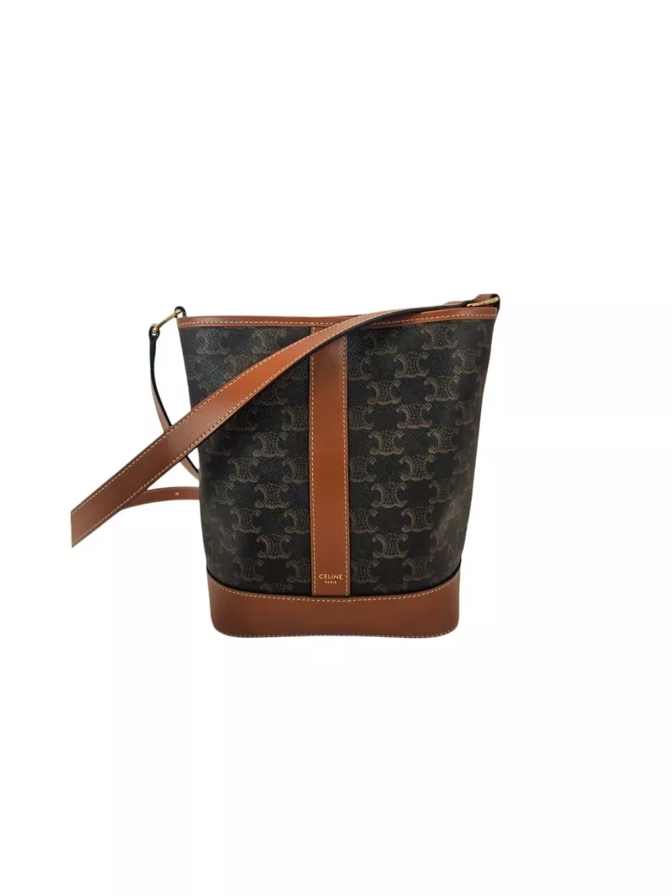 Celine Burnt Canvas Bucket Bag - Back view