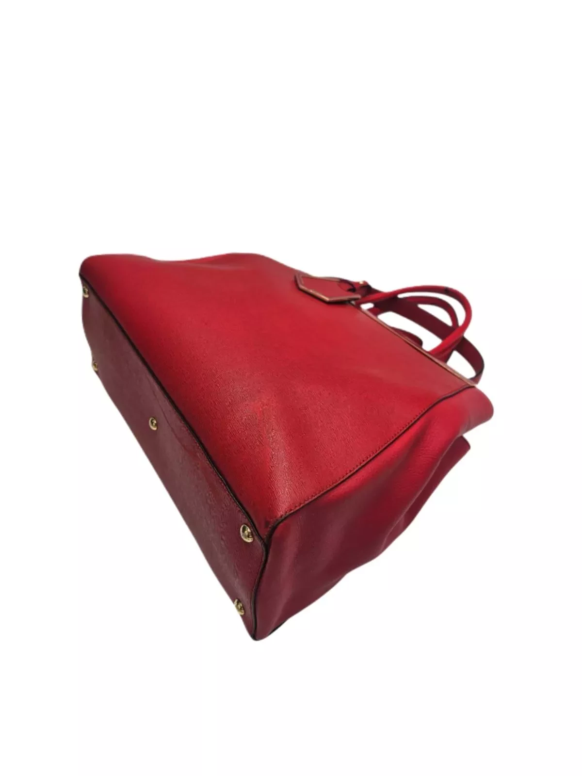 Fendi Red Leather 2Jours Tote - Side view