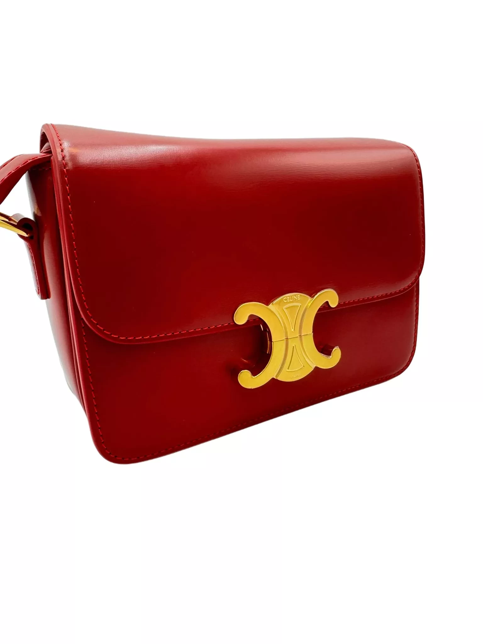 Celine Red Triomphe Calfskin Bag - Image 6