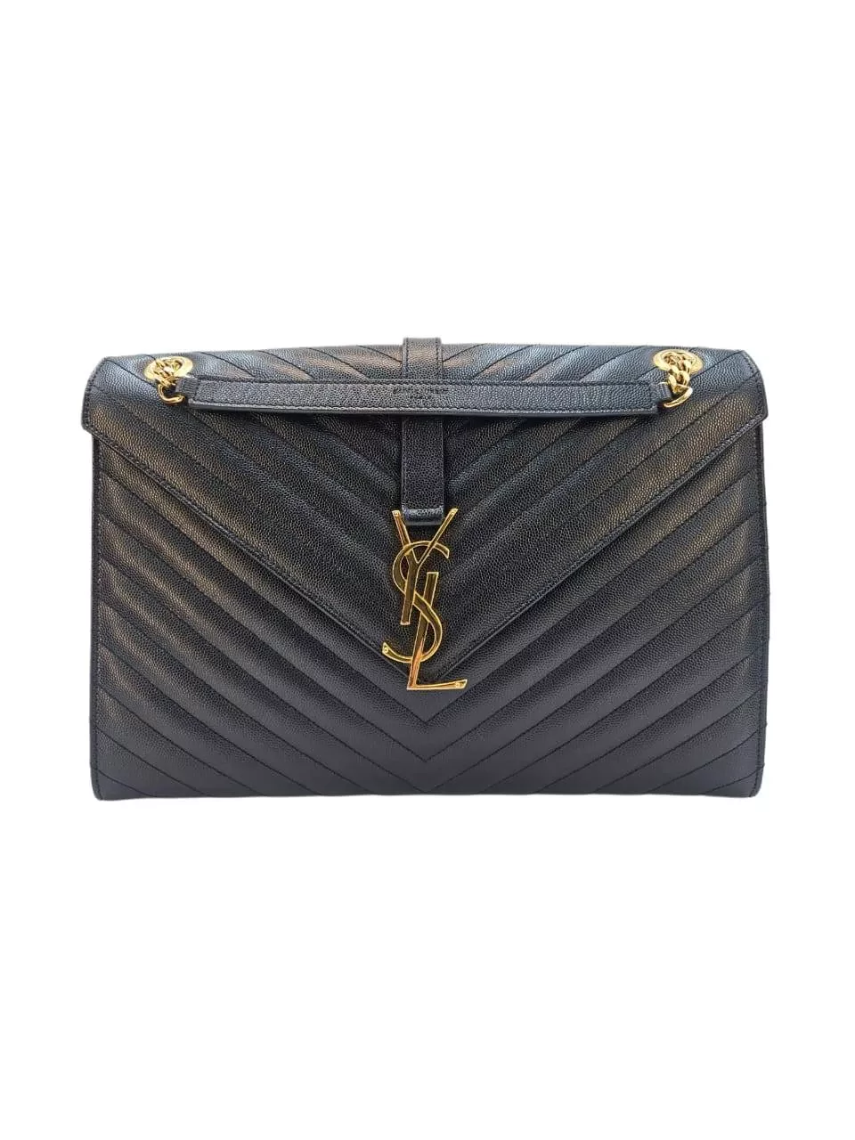 Saint Laurent Navy Chevron Leather Bag