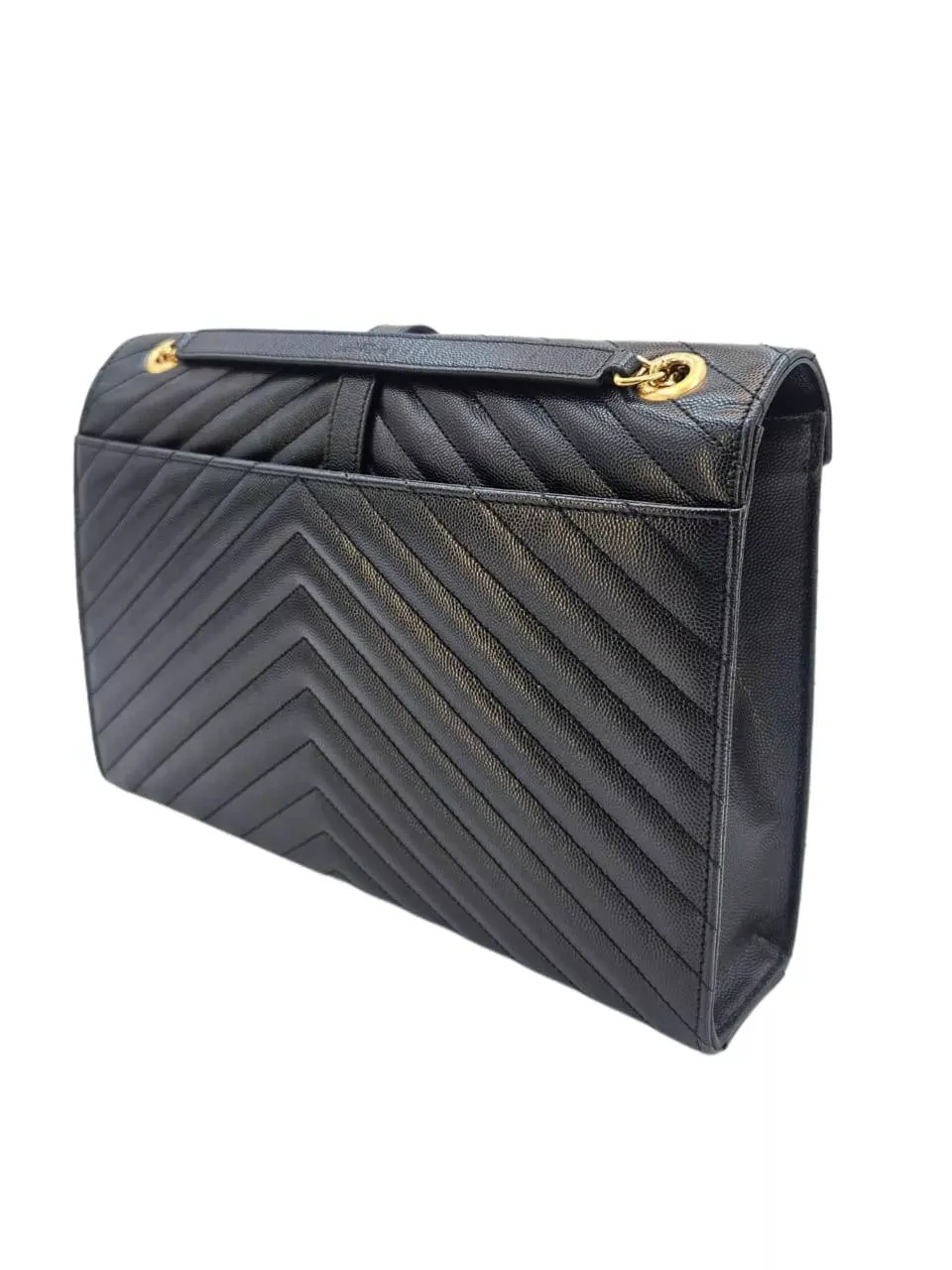 Saint Laurent Navy Chevron Leather Bag - Back view