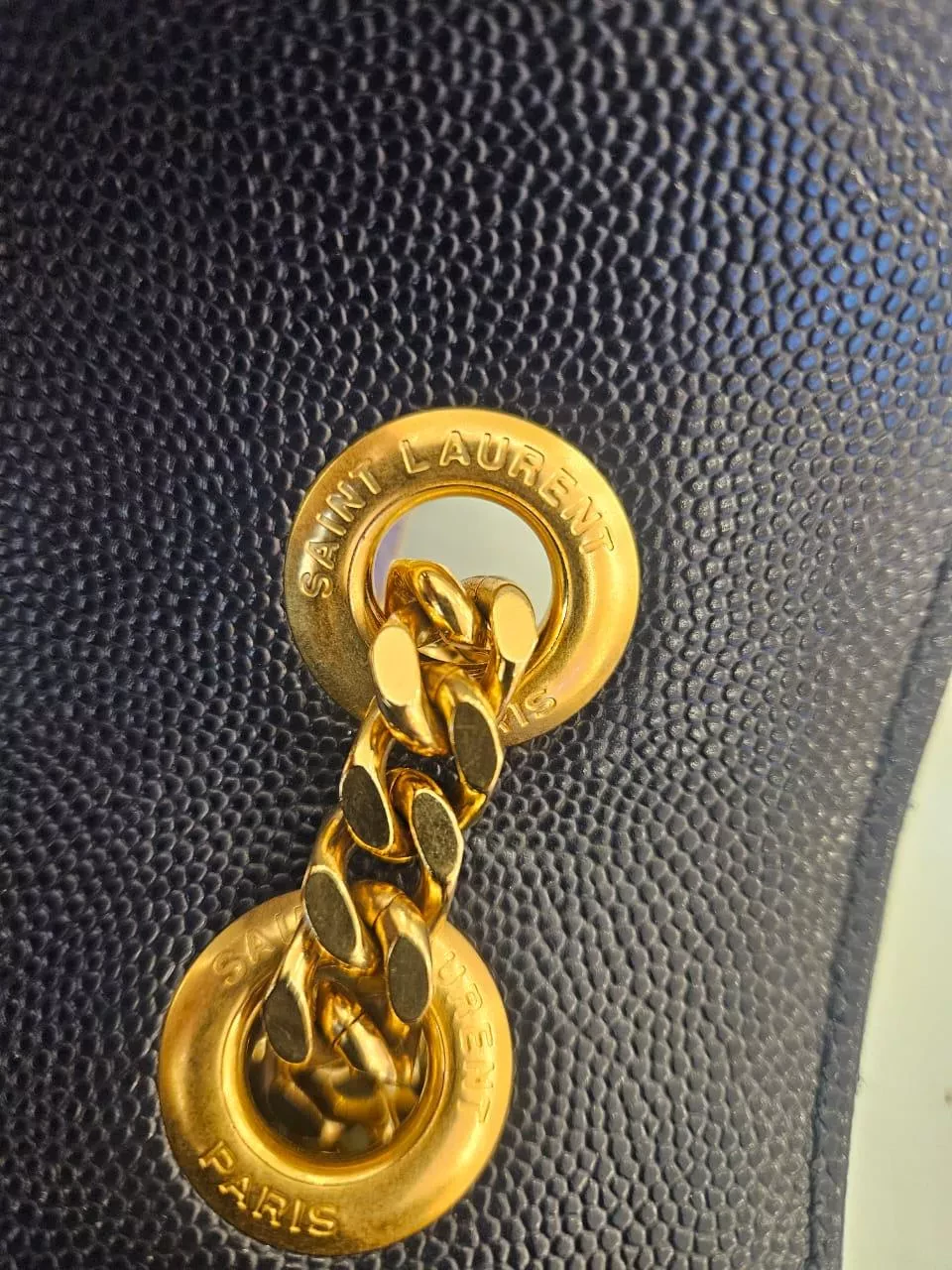 Saint Laurent Navy Chevron Leather Bag - Detail 2