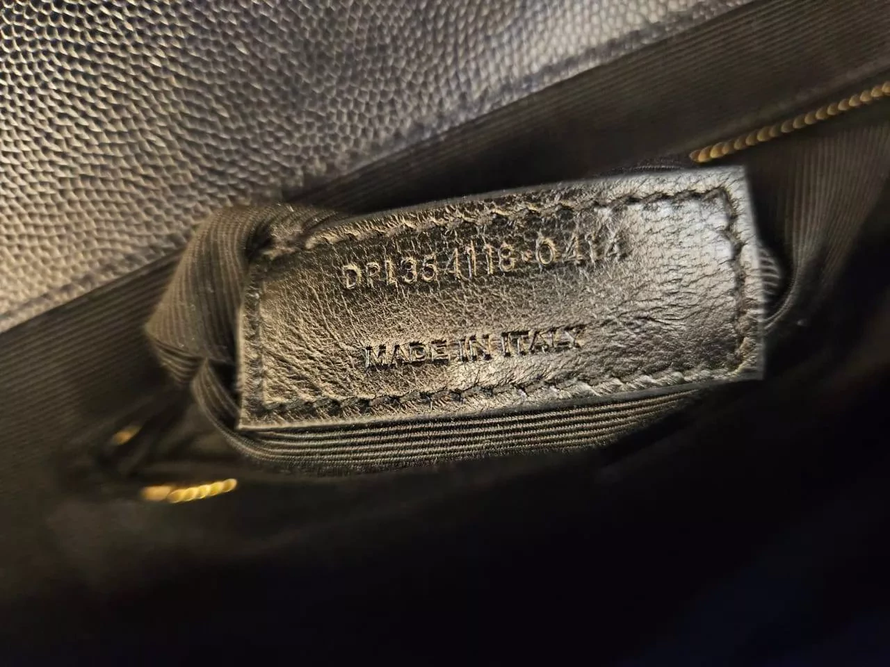 Saint Laurent Navy Chevron Leather Bag - Image 10