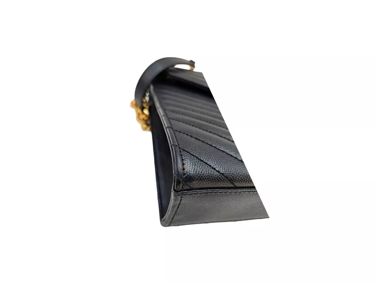 Saint Laurent Navy Chevron Leather Bag - Image 12