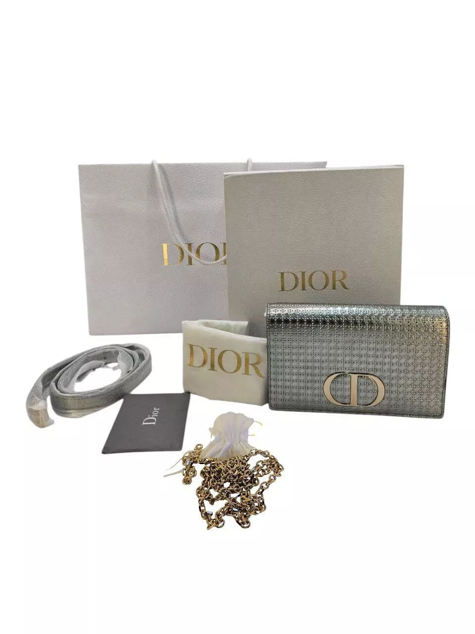 Christian Dior Silver Cannage Patent Pouch - Image 12