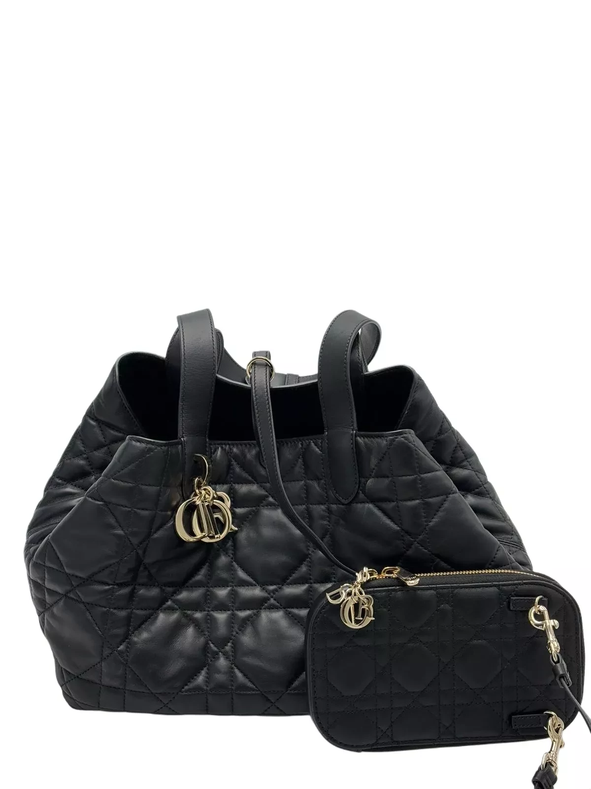 Christian Dior Black Macro Cannage Tote