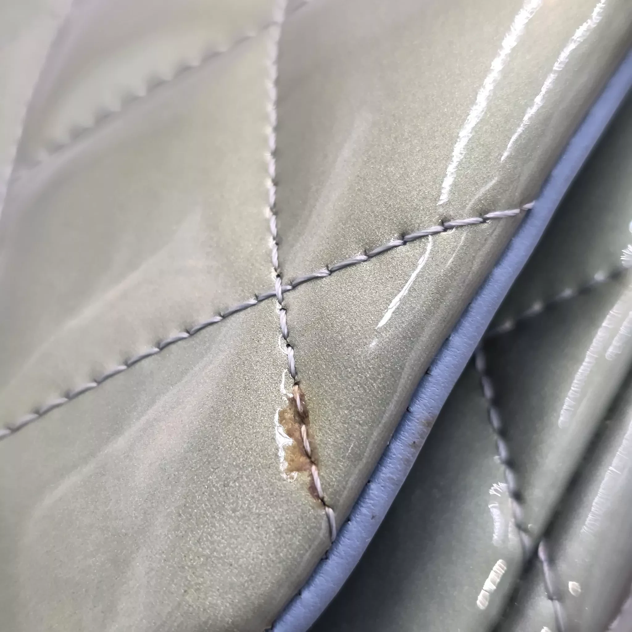 Chanel Blue Patent Jumbo Flap - Side view