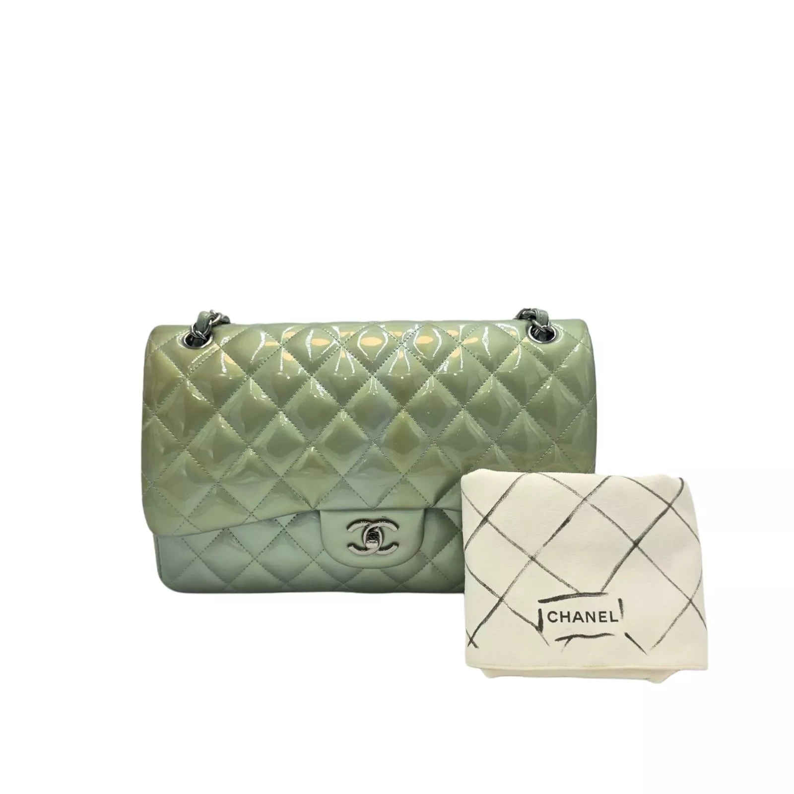 Chanel Blue Patent Jumbo Flap - Image 14