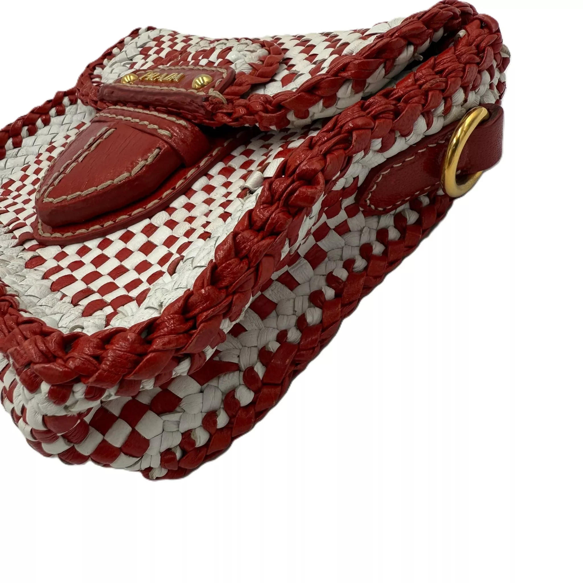 Prada White/Red Madras Crossbody Bag - Detail 1