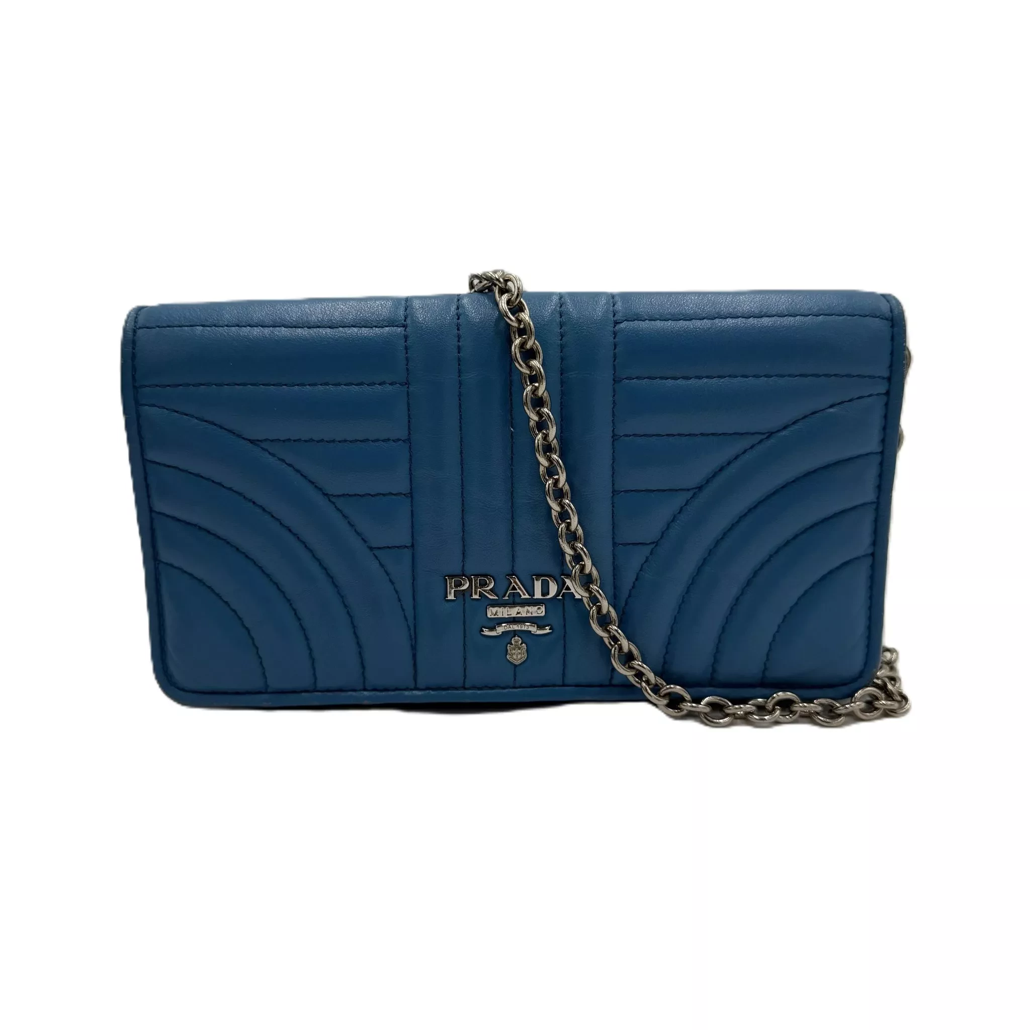 Prada Diagramme Blue Shoulder Bag