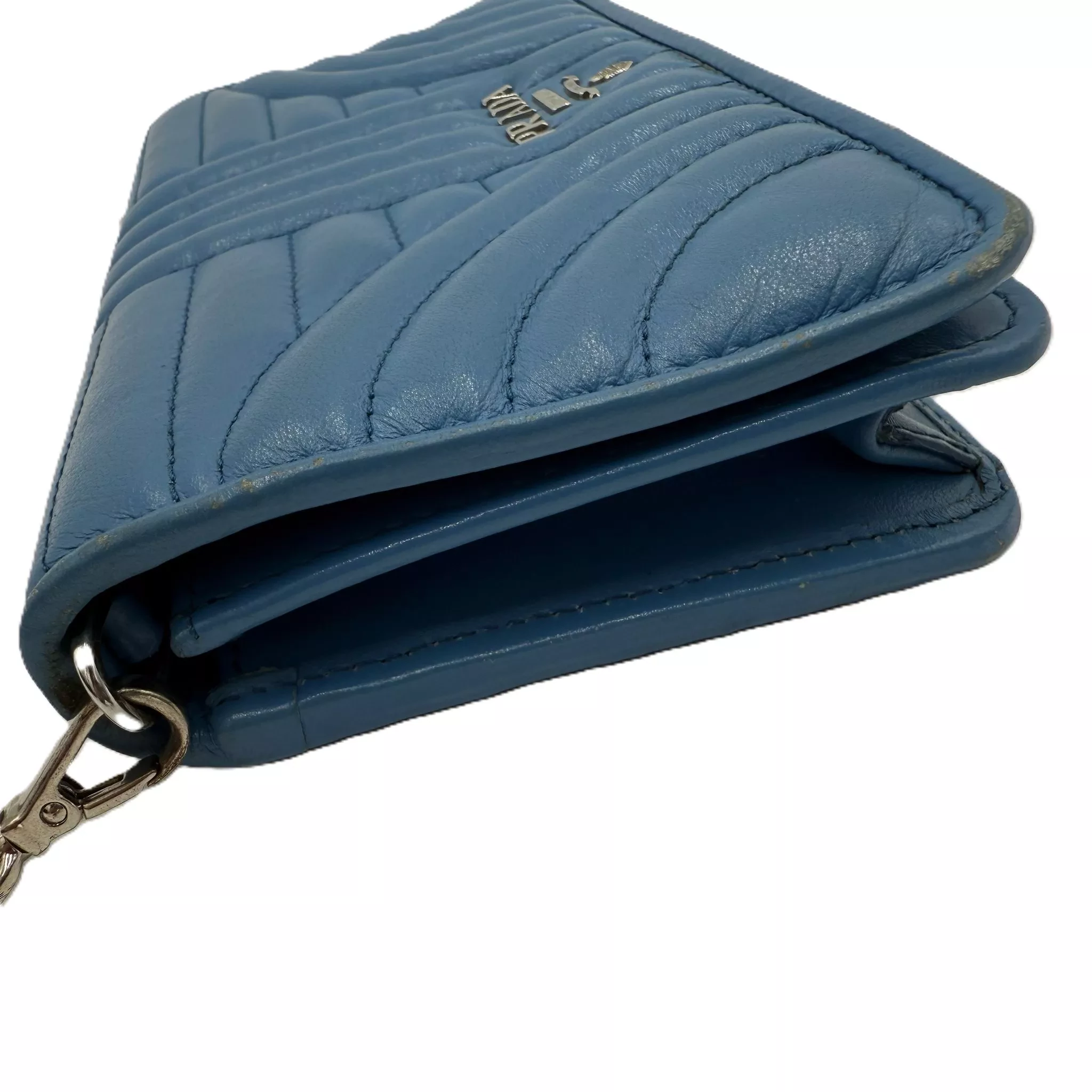 Prada Diagramme Blue Shoulder Bag - Side view