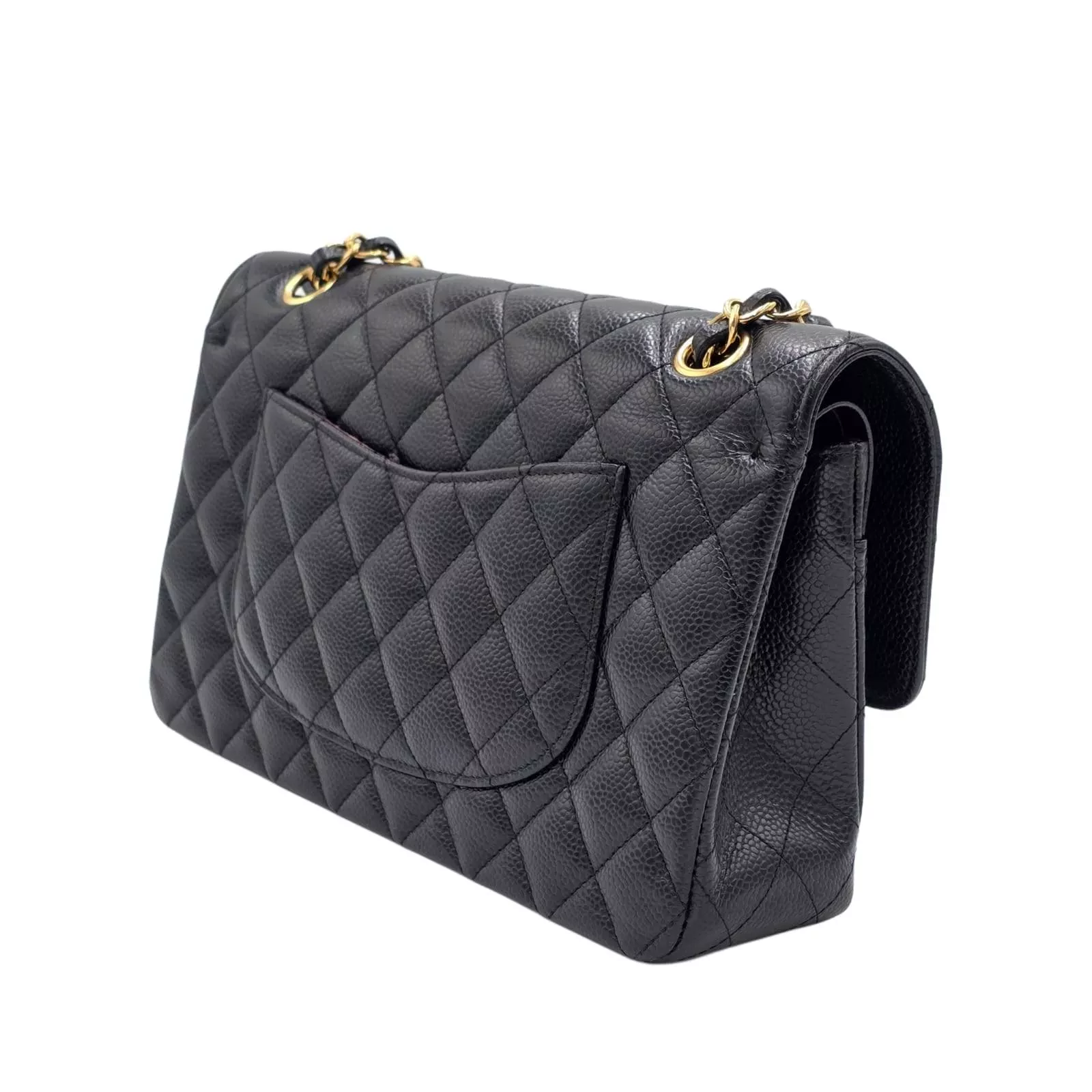 Chanel Black Caviar Flap Chain - Back view