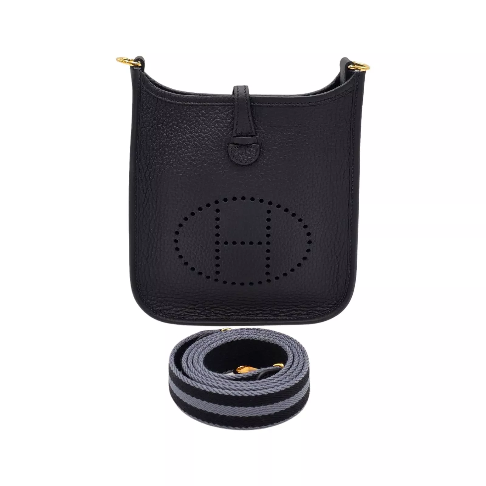 Hermès Black/Gray Leather Evelyne