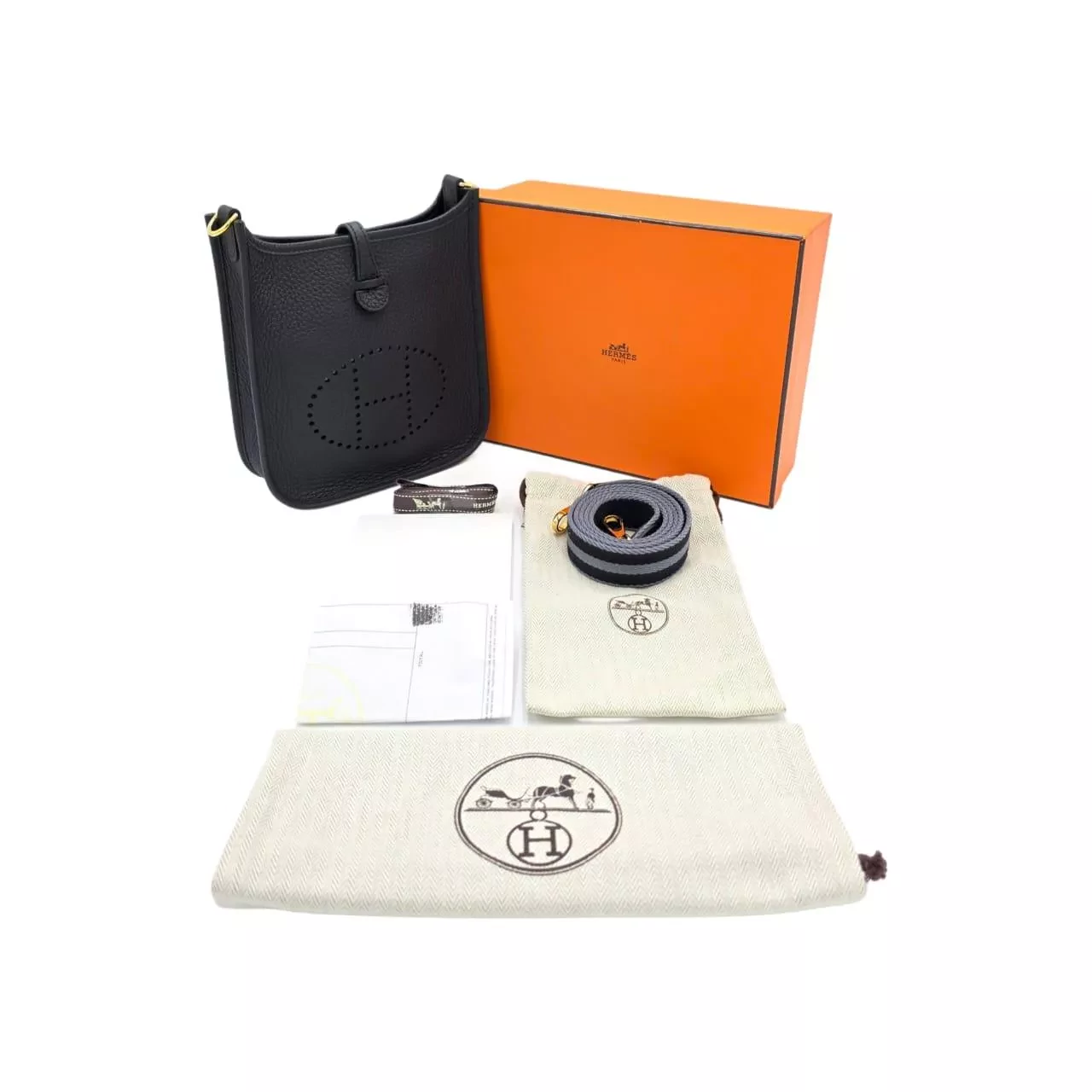 Hermès Black/Gray Leather Evelyne - Image 14