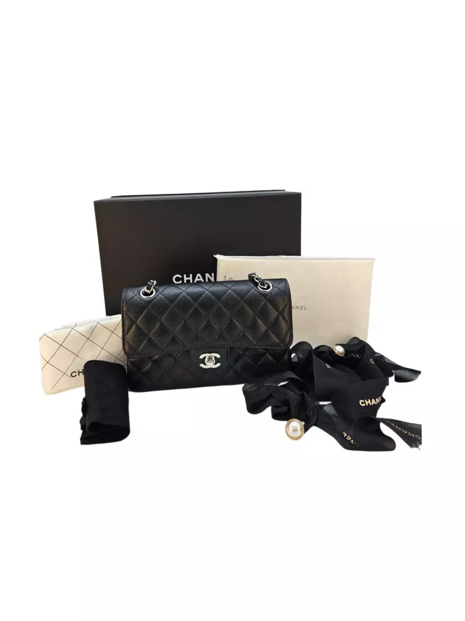 Chanel Quilted Black Caviar Bag - Image 14