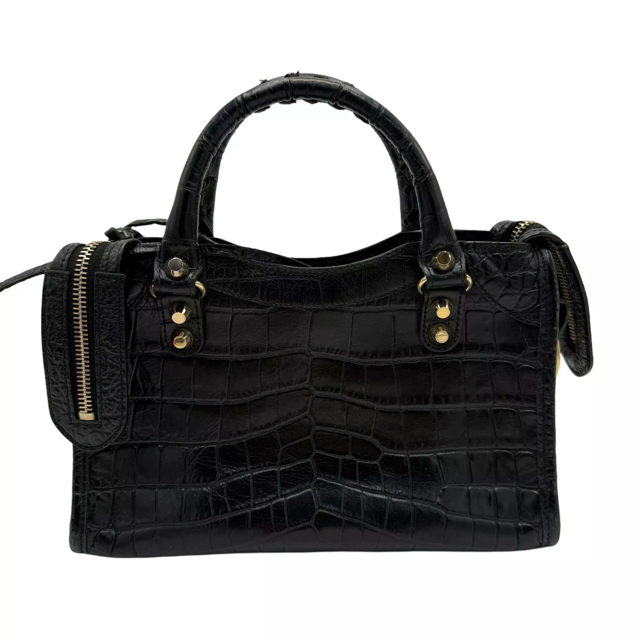 Balenciaga Black Croc City Bag - Image 6